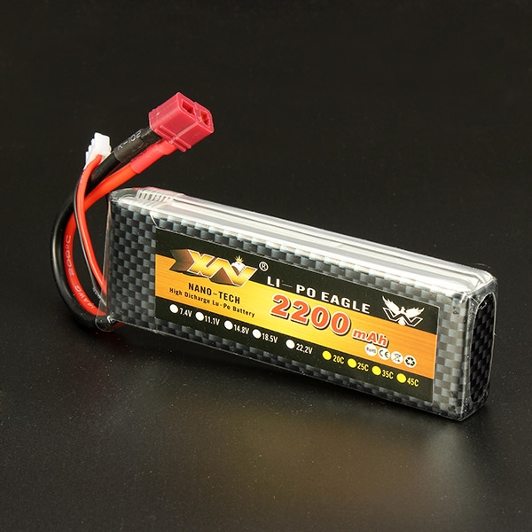 YW 7.4V 2200mAh 25C Lipo Battery T Plug JST Plug for RC Model