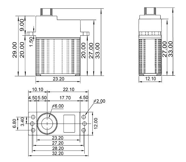 Inservos 7.4V 4.8kg Metal Gear Micro Tail Servo H1700HS-HV