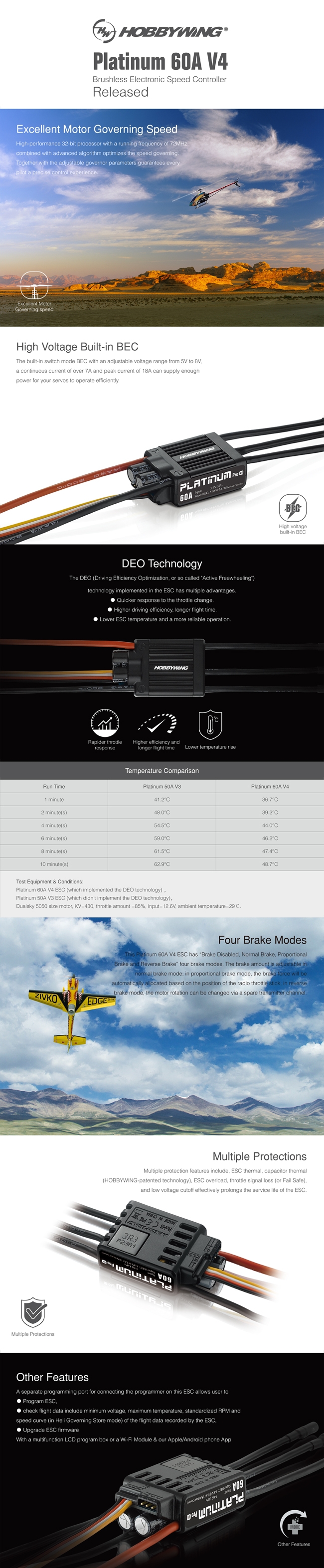 Hobbywing Platinum 60A V4 Brushless ESC For RC Model
