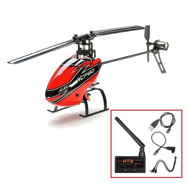 Hisky HCP60 2.4G 6CH 6 Axis Gyro Flybarless RC Helicopter With HT8 Adapter Module