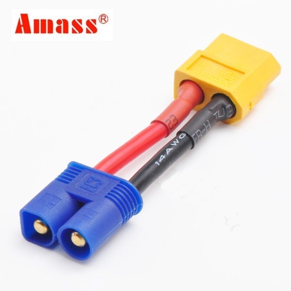 Amass 14AWG 3CM XT60 Female to EC3 Male Plug Battery Adapter Cable 
