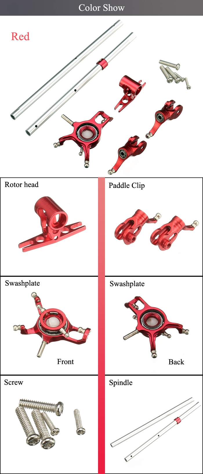 MCP X v2 Metal Upgrade Parts Swashplate Paddle Clip Spindle Rotor