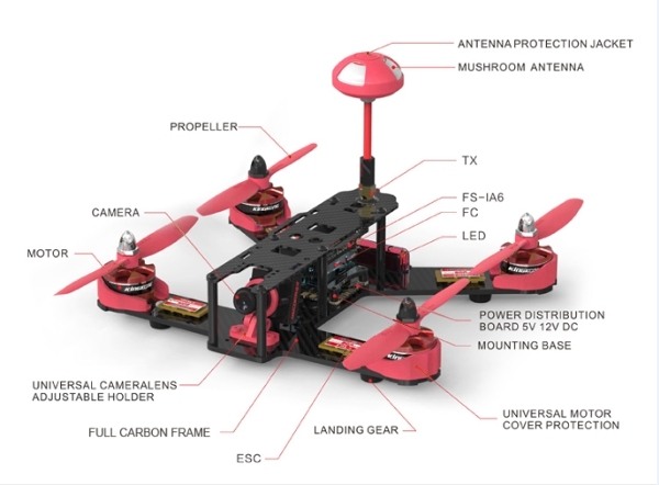 Kingkong 210GT 210MM CC3D F3 FPV Racer Quad RTF with 700TVL CCD Cam 600mW VTX Flysky i6 Mode 2 Transmitter