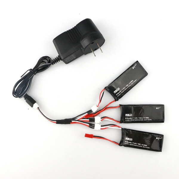 Hubsan H502S H502E RC Quadcopter Spare Parts 3 x 7.4V 15C 610mAh Battery & Charger Set