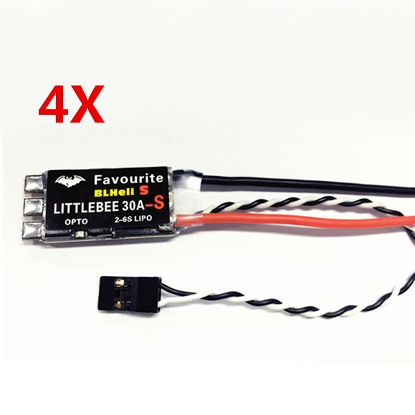 4X Favourite FVT LittleBee 30A-S ESC BLHeli_S OPTO 2-6S Supports Mulitshot Oneshot42 OneShot125