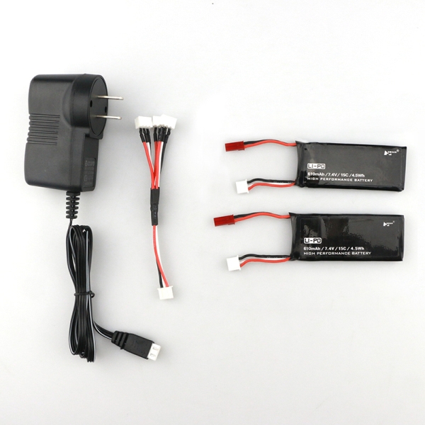 Hubsan H502S H502E RC Quadcopter Spare Parts 2 x 7.4V 15C 610mAh Battery & Charger Set