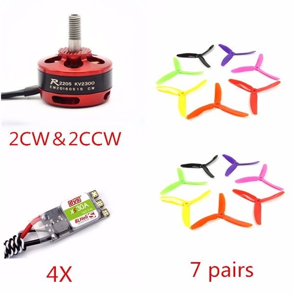 SunnySky Edge Racing R2205-2300KV CW/CCW Motor DYS XS 30A ESC Kingkong 5050 3-blade Propeller Combo