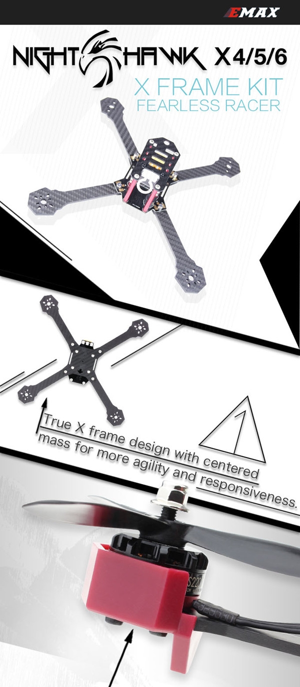 Emax Nighthawk X5 200mm High Speed Carbon Fiber Frame Kit 5mm Arm with PDB