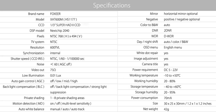 FOXEER XAT600M HS1177 Camera for FPV