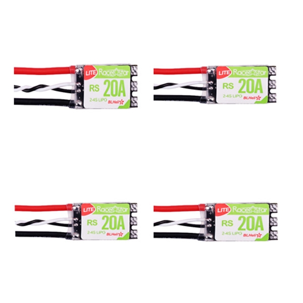 4 PCS Racerstar RS20A Lite 20A Blheli_S BB1 2-4S Brushless ESC for FPV Racer