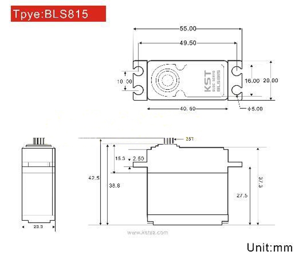 KST BLS815 20KG Large Torque Metal Gear Servo for 550-700 Class Helicopter Cyclic