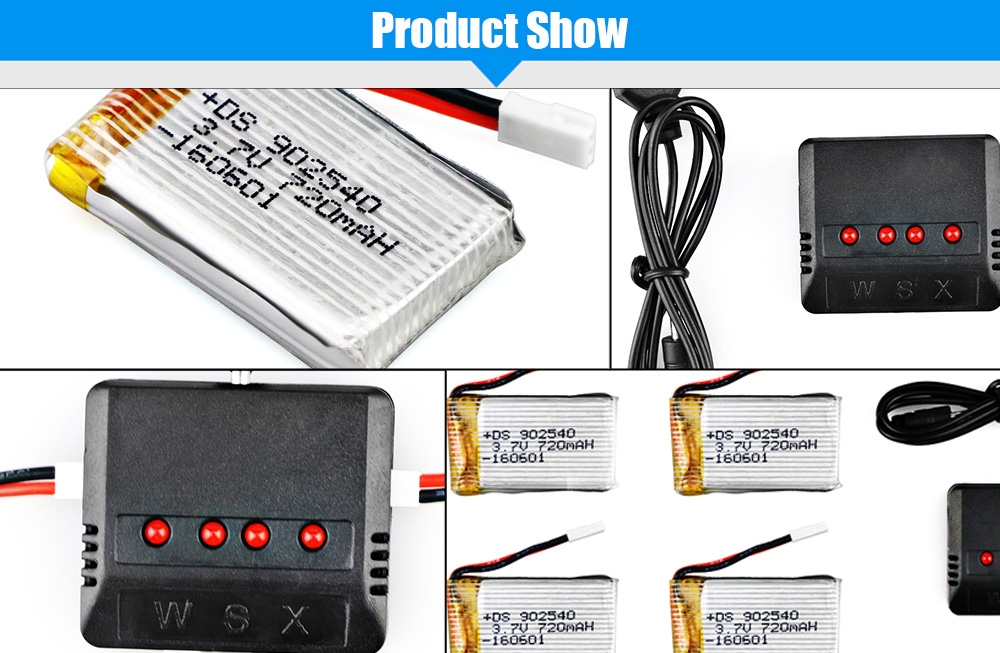 WSX / MX X4A - A16 3.7V 720mAh 30C Battery / Charger Set