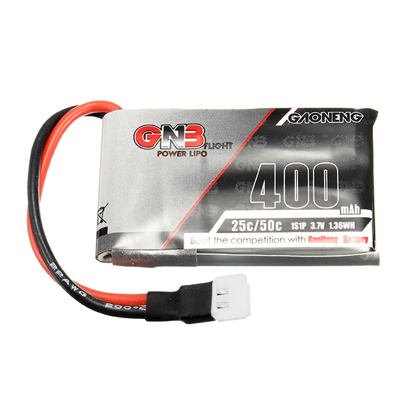 Gaoneng GNB 3.7V 400mAh 1S 25/50C Lipo Battery White Plug 