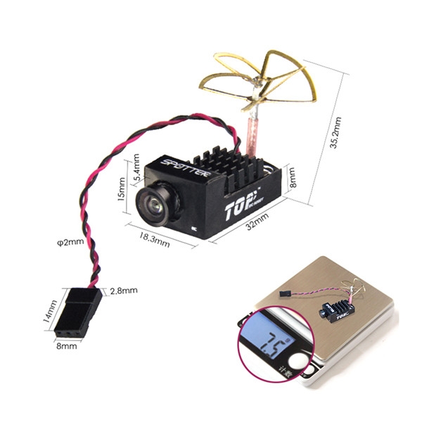 5.8G 700TVL 20~200mW 40CH NTSC+PAL Mini Transmitter Camera Combo w/ 4 Leaf Copper/Clover Antenna