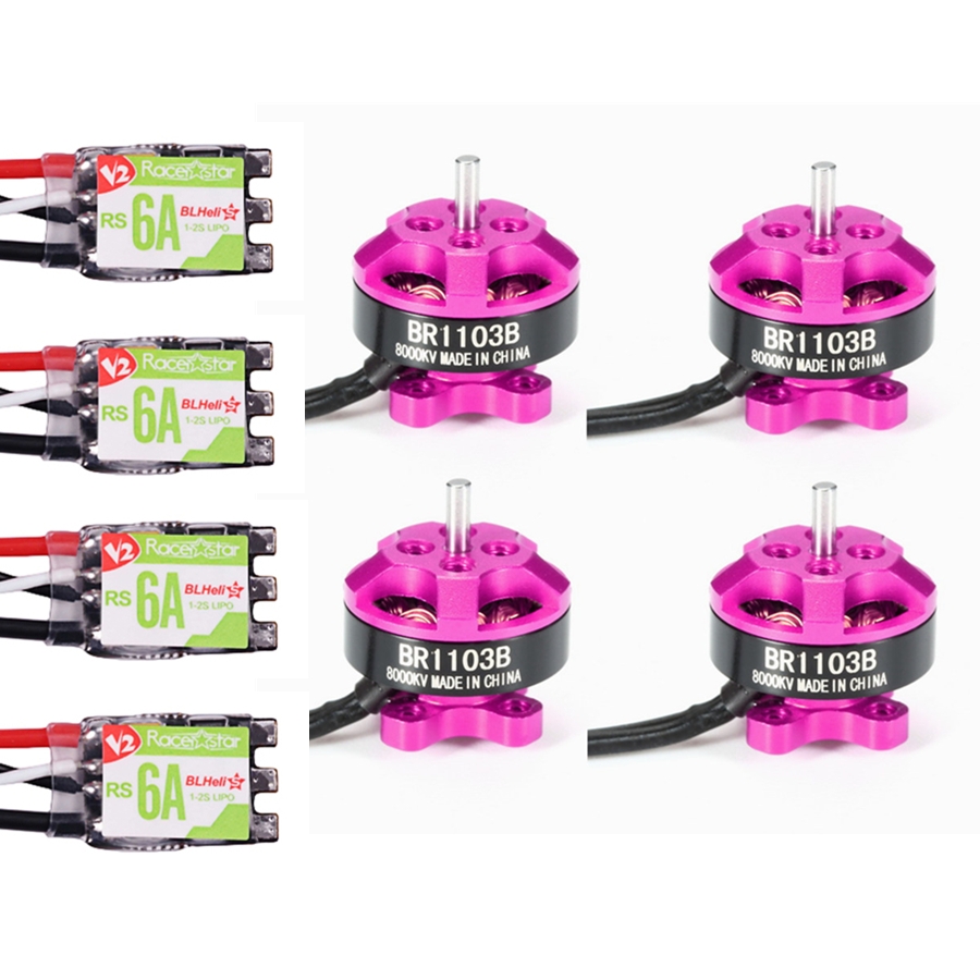 4X Racerstar Racing Edition 1103 BR1103B 8000KV Motor Pink + RS6A V2 BB2 Blheli_S 6A ESC Dshot600