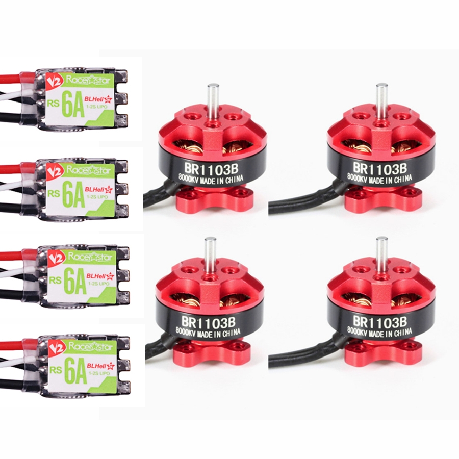 4X Racerstar Racing Edition 1103 BR1103B 8000KV Motor Red + RS6A V2 BB2 Blheli_S 6A ESC Dshot600