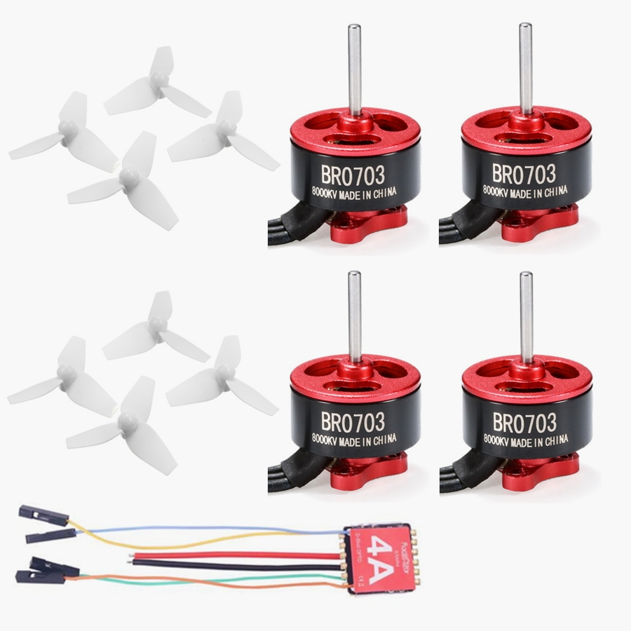 4X Racerstar 0703 BR0703 8000KV 1-2S Motor + Star4 4A 1S Blheli_S Dshot600 ESC + 40mm 1.5 Inch Prop