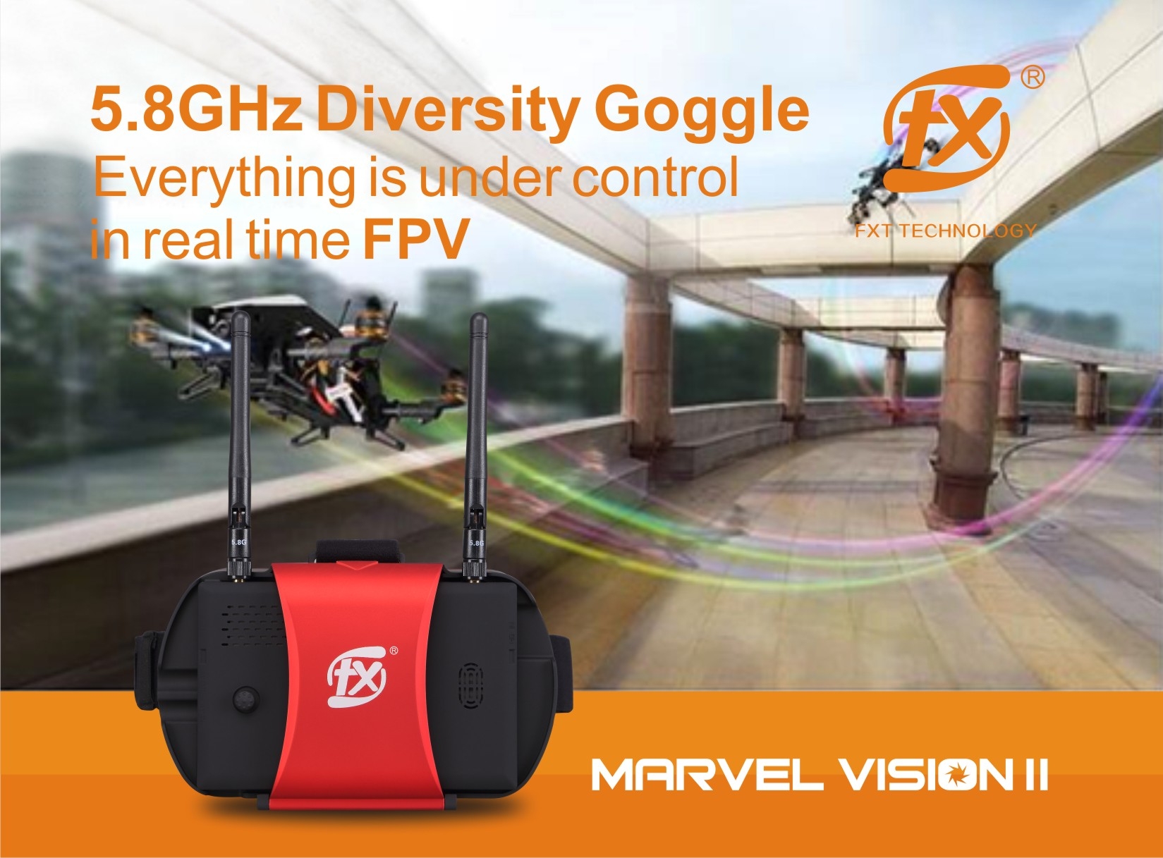 FXT Version II 5 Inch 800*480 40CH 5.8G Diversity FPV Goggle HDMI Build-in DVR