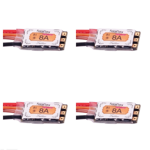 4X Racerstar Tattoo 8A Blheli_32 STM32F051 1-2S Brushless ESC Dshot1200 Ready RaceSpec