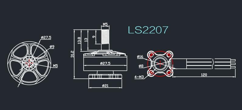 4X EMAX LS2207 Lite Spec 2207 2400KV 3-5S CW Thread Brushless Motor for RC Drone FPV Racing