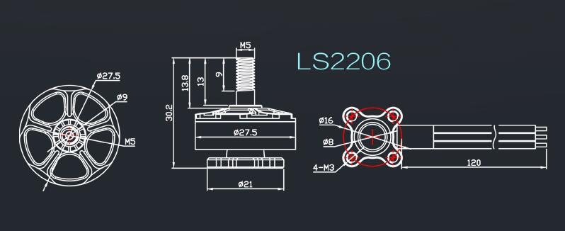 4X EMAX LS2206 Lite Spec 2206 2550KV 3-5S CW Thread Brushless Motor for RC Drone FPV Racing