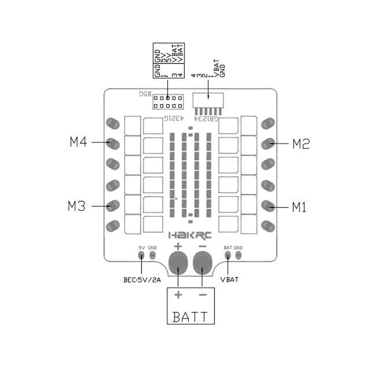 Hakrc 30A 30amp 4 In 1 ESC BLHeli_S BB2 2-6S Dshot600 Built-in 5V 2A BEC For RC Drone FPV Racing Multi Rotor