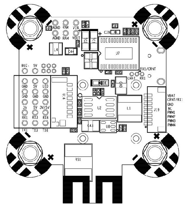 30.5x30.5mm Omnibus F4 Pro Corner Flight Controller AIO OSD PDB BEC Current Sensor and LC Filter