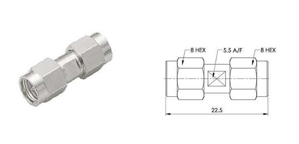 2PCS SMA Male To SMA Male Barrel Adapter Connector SMA-JJ