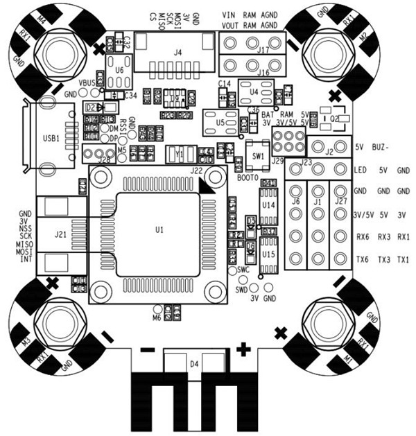 Omnibus F4 Pro Corner F4 Flight Controller AIO OSD PDB BEC Current Sensor MPU6000 IMU Version