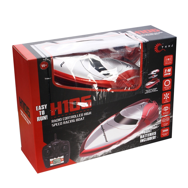 TKKJ H106 2.4G High Speed Racing RC Boat Wireless Racing Ship Electric Speedboat Model Toys