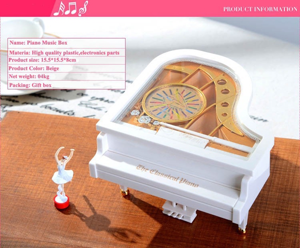 Mechanical Classical Piano Music Box Dancing Ballerina White