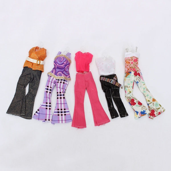 5 Sets Blouse Outfit Casual Wear Clothes Trousers for Barbie Doll