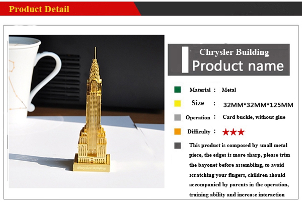 Piececool 3D Assembly Chrysler Building Puzzle Toys Building Model 