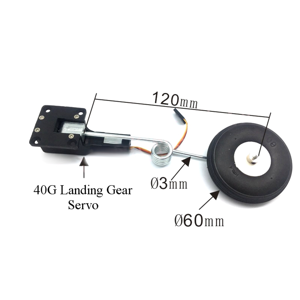 40G Digital Servoless Metal Electric Retractable Landing Gear With Wheel for RC Airplane KTK