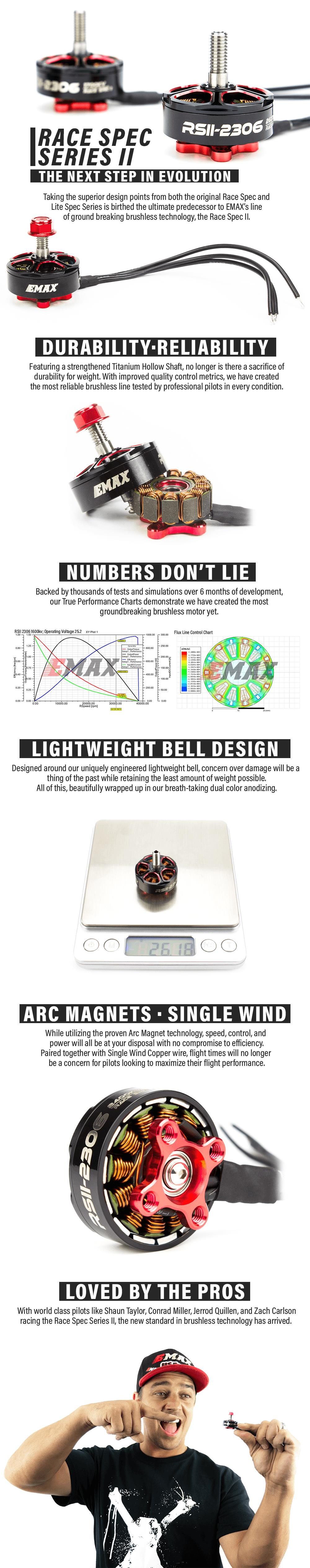 EMAX RSII 2206 1700KV 1900KV 2300KV 2700KV 3-6S Race Spec Brushless Motor Race Spec for RC Drone FPV Racing