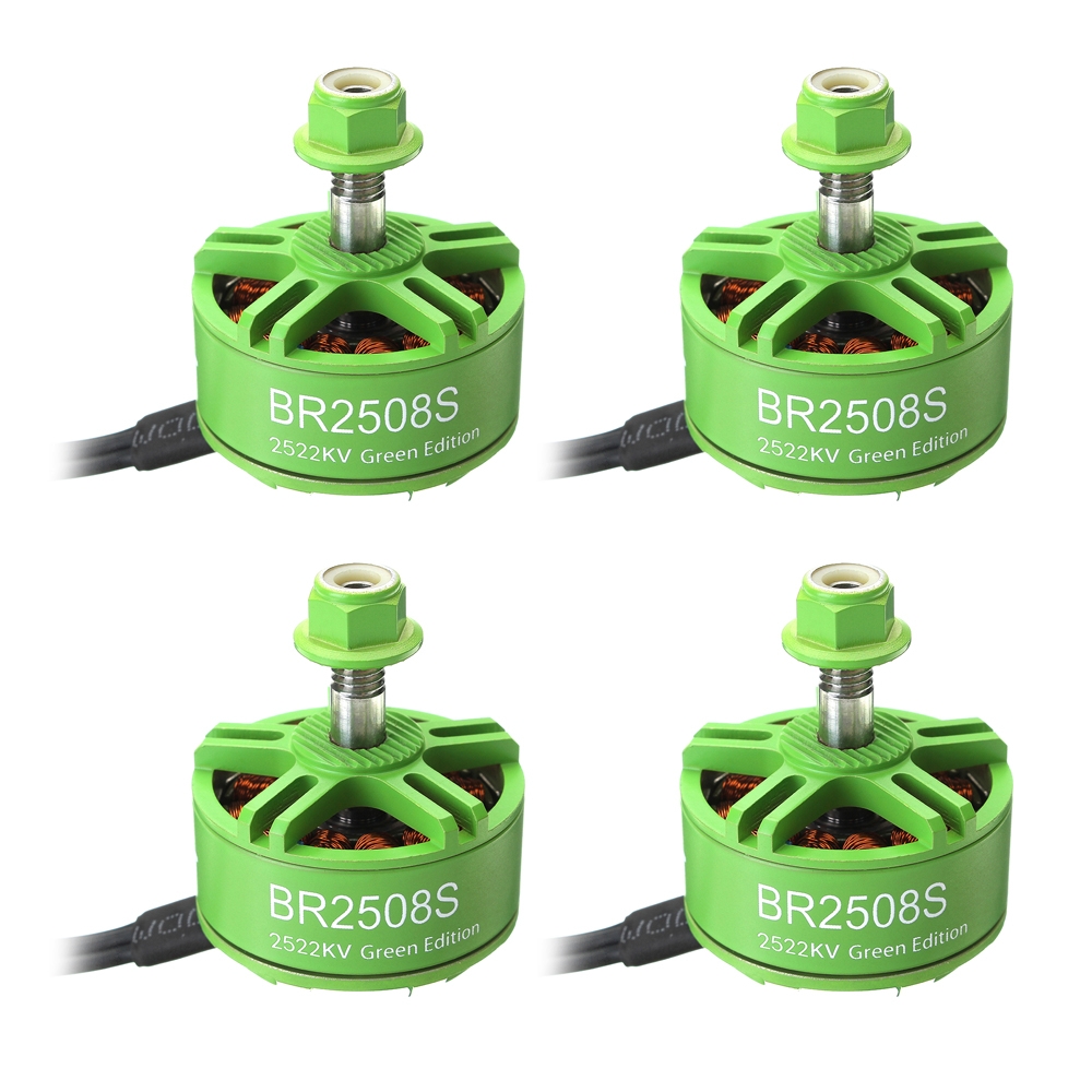 4X Racerstar 2508 BR2508S Green Edition 2522KV 3-5S Brushless Motor For FPV Racing RC Drone