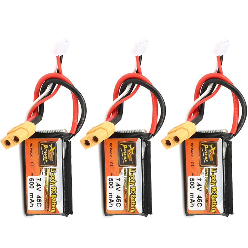 3Pcs ZOP POWER 7.4V 500mAh 45C 2S Lipo Battery With XT60 Plug For RC Model