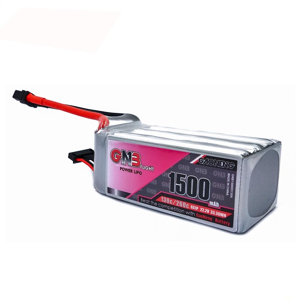 Gaoneng GNB 22.2V 1500mAh 130C/260C 6S Lipo Battery With XT60 Plug For RC FPV Racing