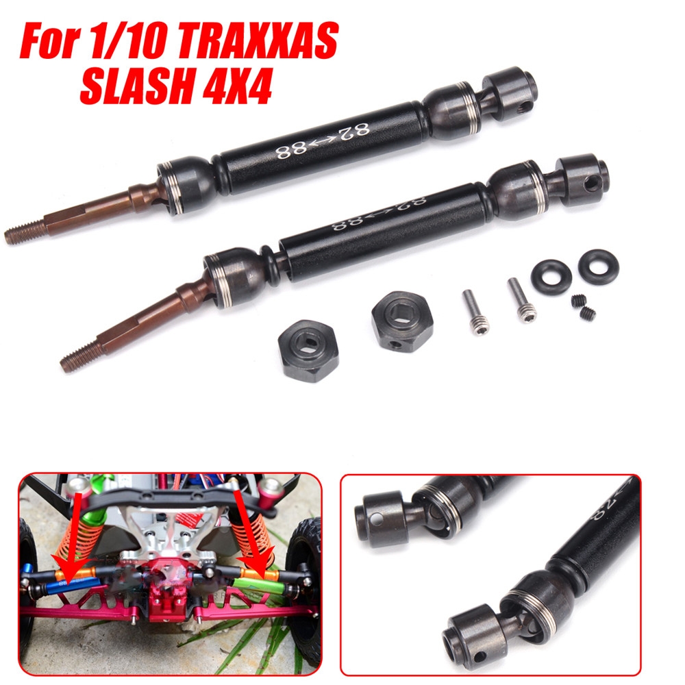 2PC 12CM Steel + Aluminum Alloy CVD Drive Shaft For 1/10 TRAXXAS SLASH 4X4 Rc Car Parts