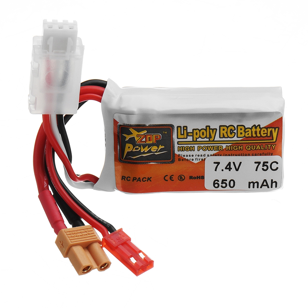 ZOP POWER 7.4V 650mAH 75C 2S Lipo Battery With JST/XT30 Plug For RC FPV Models