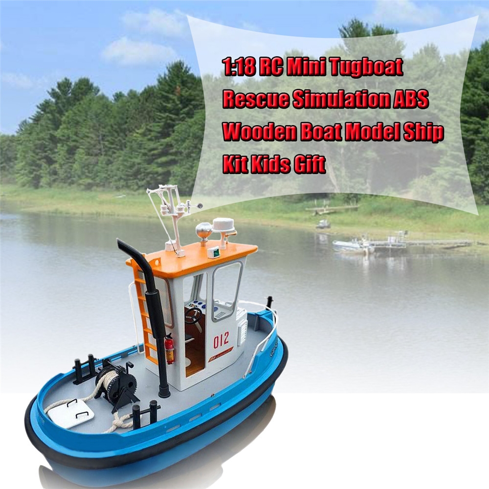 1:18 Pine Mini 270*130*190m RC Tugboat Rescue Simulation ABS Wooden Boat Model Ship DIY Tools Kit Q1