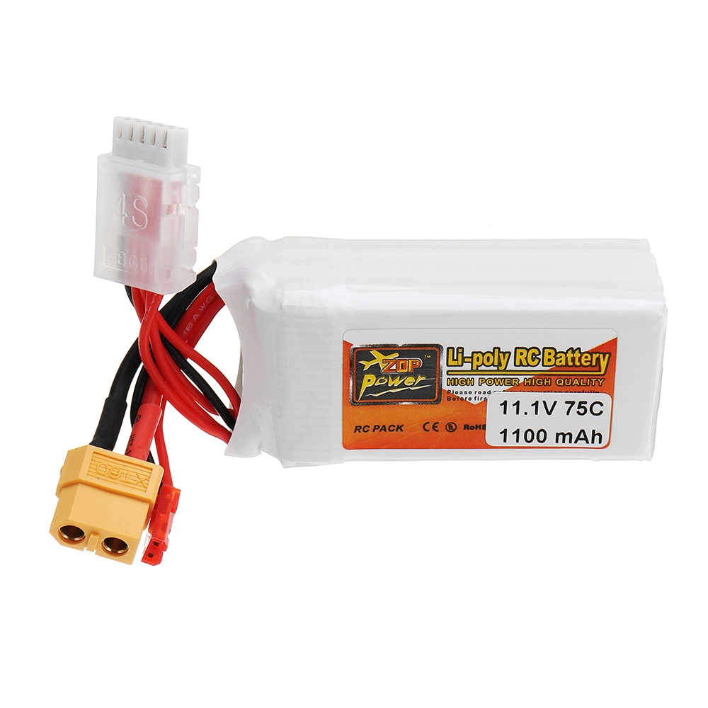 ZOP POWER 11.1V 1100mAh 75C 3S Lipo Battery With JST Plug XT60 Plug