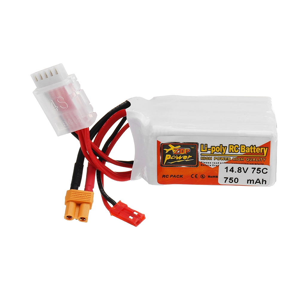 ZOP POWER 14.8V 750mAh 75C 4S Lipo Battery With JST Plug XT30 Plug For RC Racing Racer