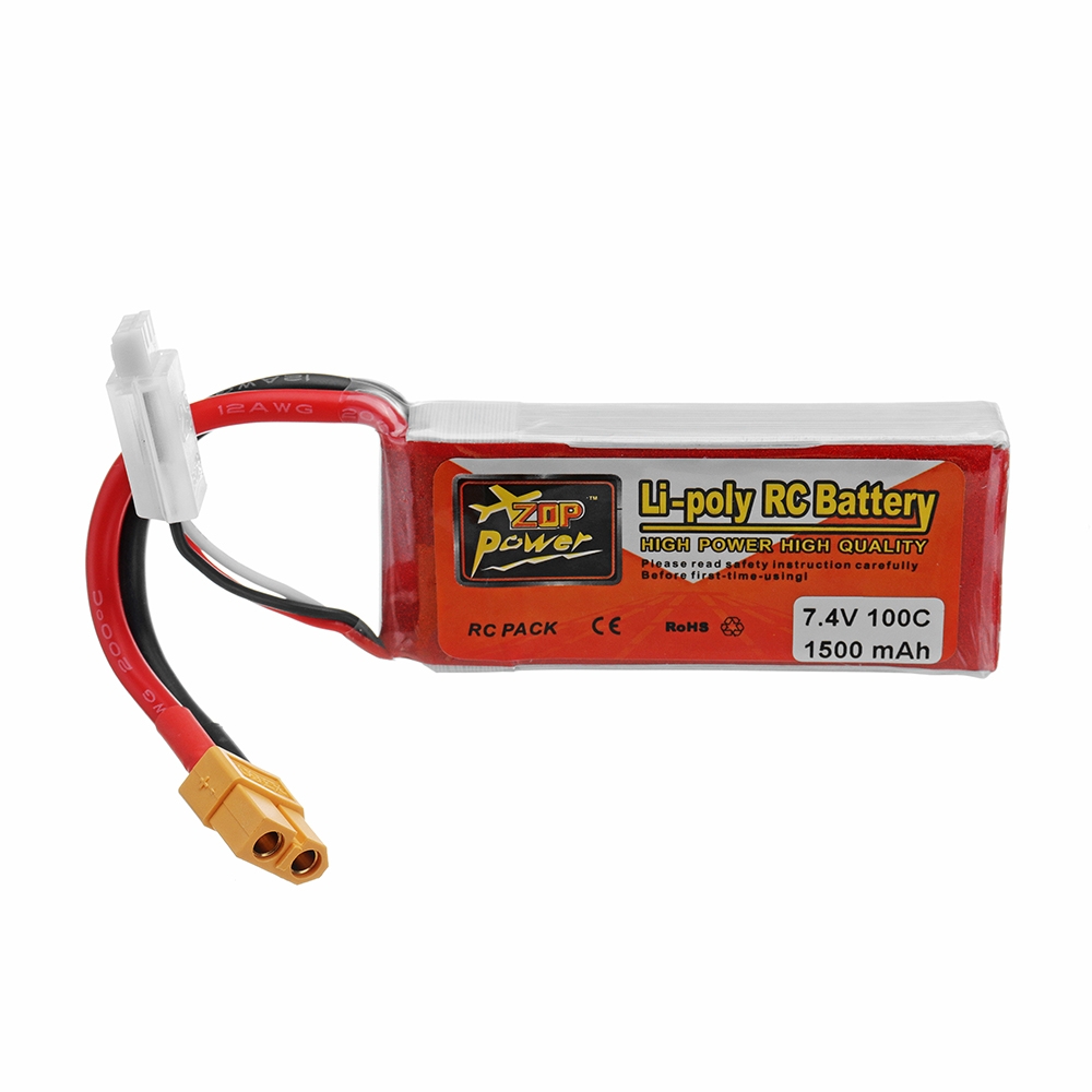 ZOP POWER 7.4V 1500mAH 100C 2S Lipo Battery With XT60 Plug For RC Models
