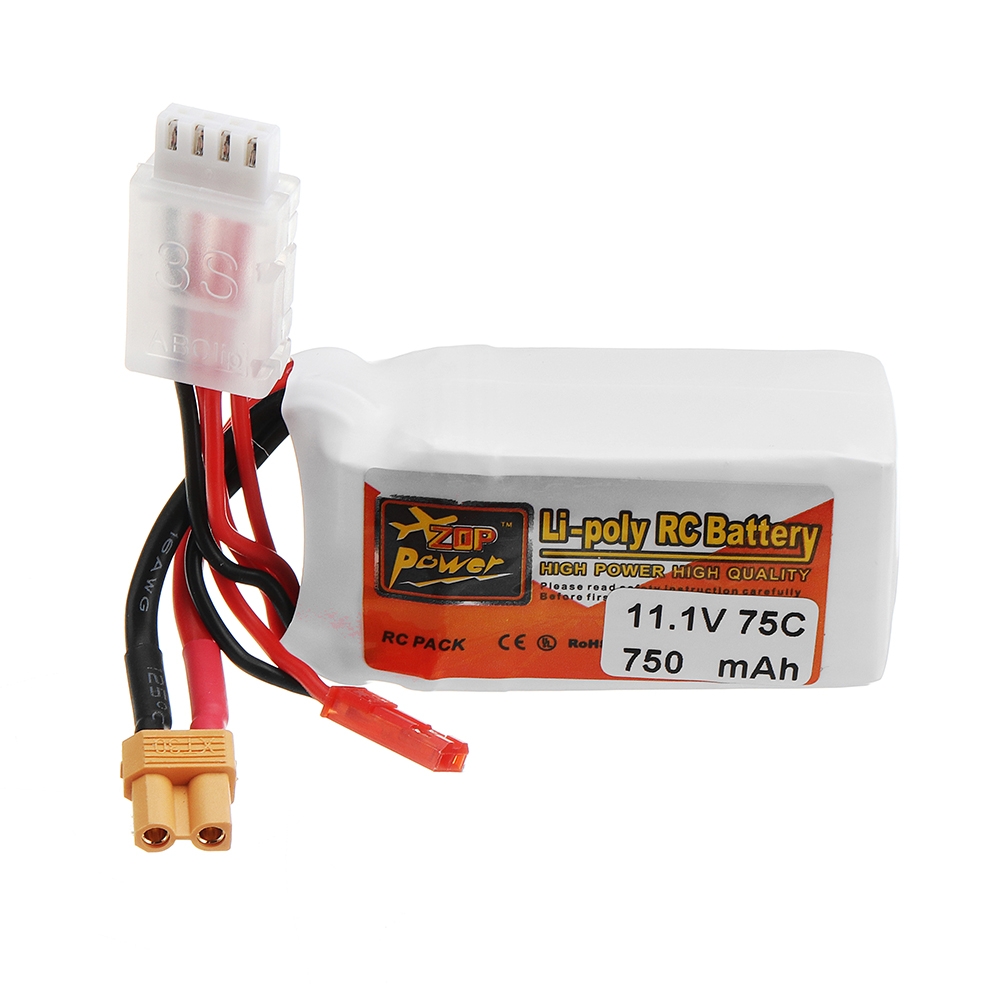 ZOP POWER 11.1V 750mAh 75C 3S Lipo Battery With JST Plug XT30 Plug For RC Models