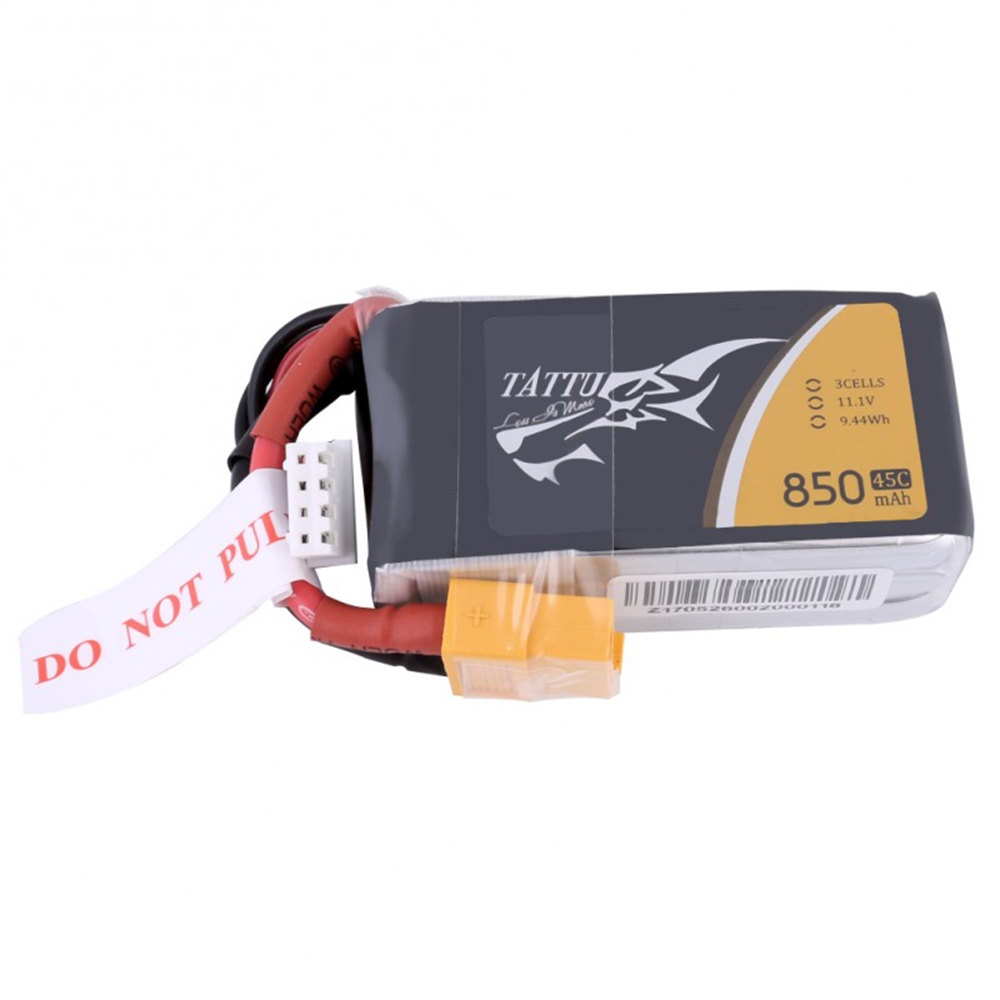 Gens Tattu 11.1V 850mAh 45C 3S1P Lipo Battery With XT60 Plug For RC FPV