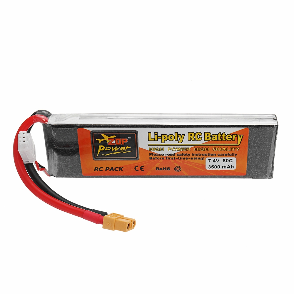 ZOP POWER 7.4V 3500mAh 80C 2S Lipo Battery With XT60 Plug For RC Models