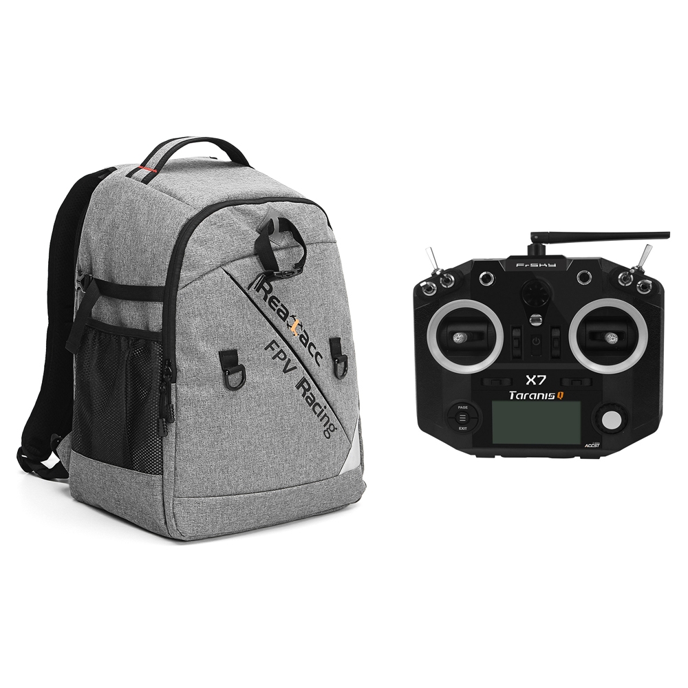 Realacc Backpack Case & FrSky ACCST Taranis Q X7 Transmitter 2.4G 16CH Mode 2 Black