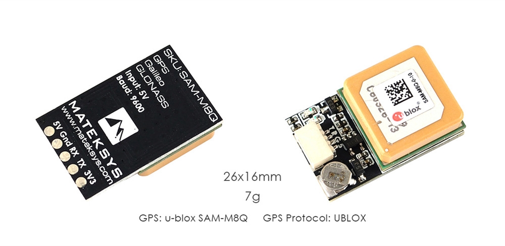 Matek Systems Ublox SAM-M8Q GPS Module Support GLONASS Galileo QZSS SBAS for RC Drone FPV Racing