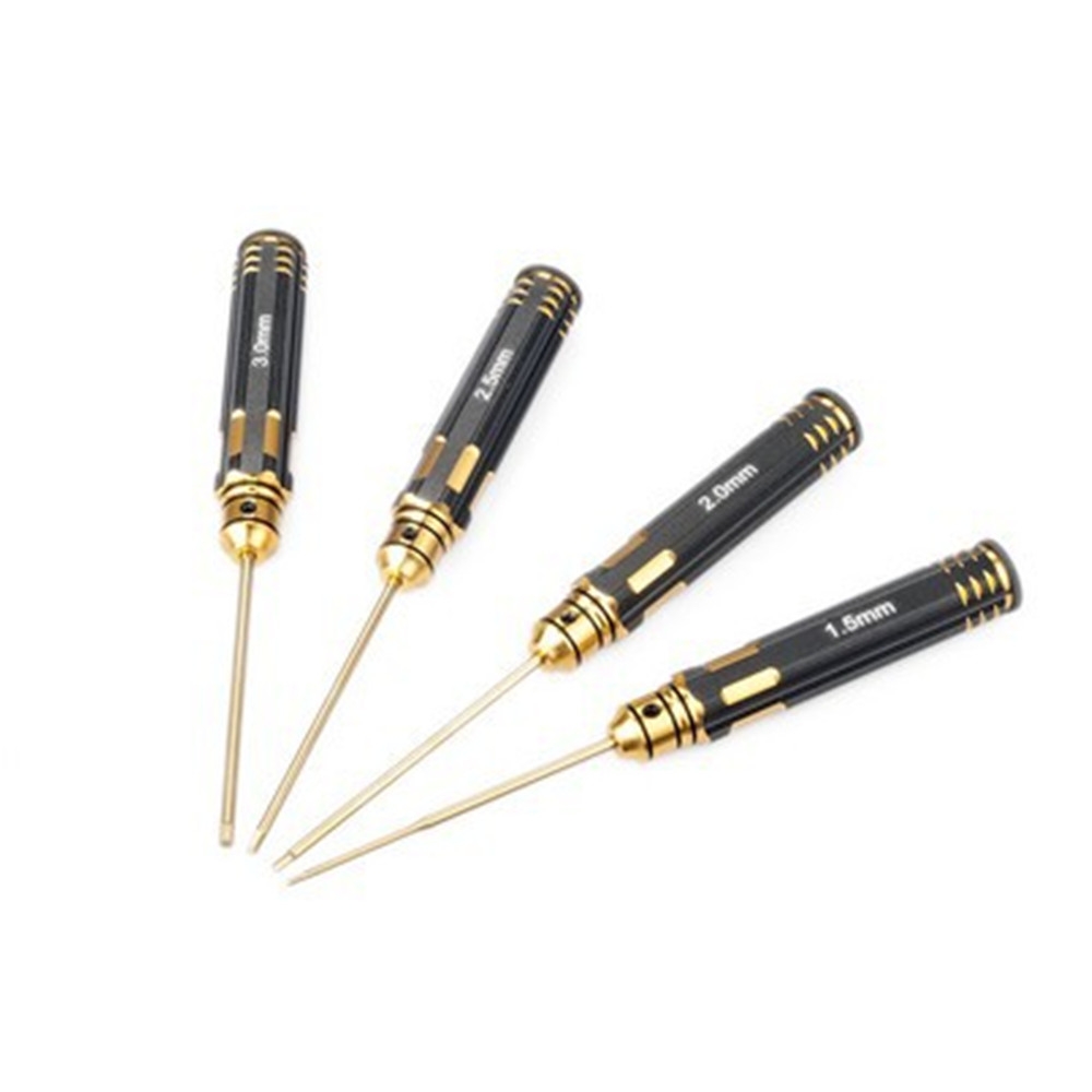 RC Parts 4 PCS 175mm Hexagonal Screwdriver 1.5/2.0/2.5/3.0MM HSS Titanium for RC Drone